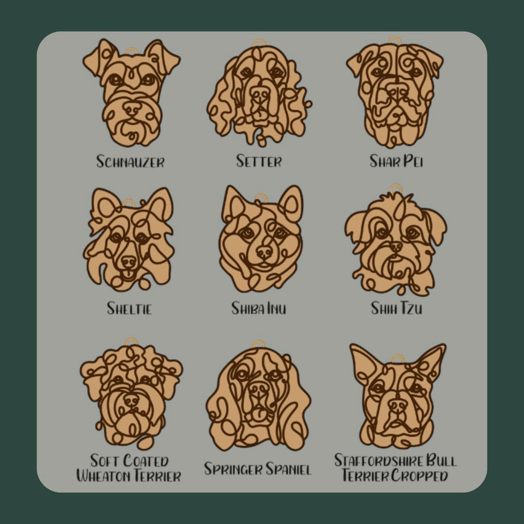 Dog Line Art Ornament