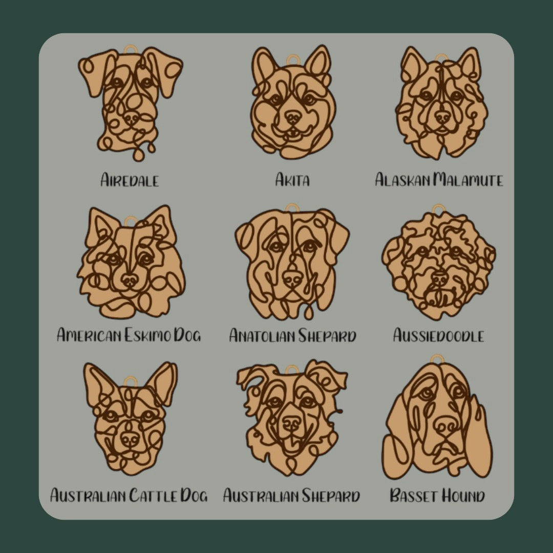 Dog Line Art Ornament