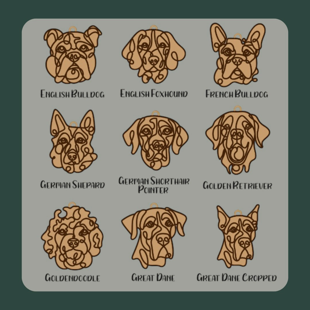 Dog Line Art Ornament