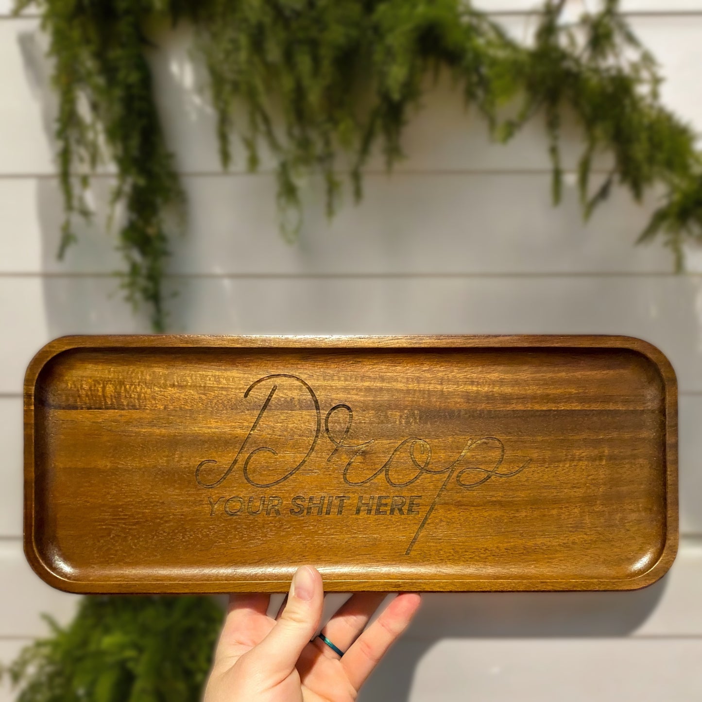 Engraved Wood Catch-All Tray